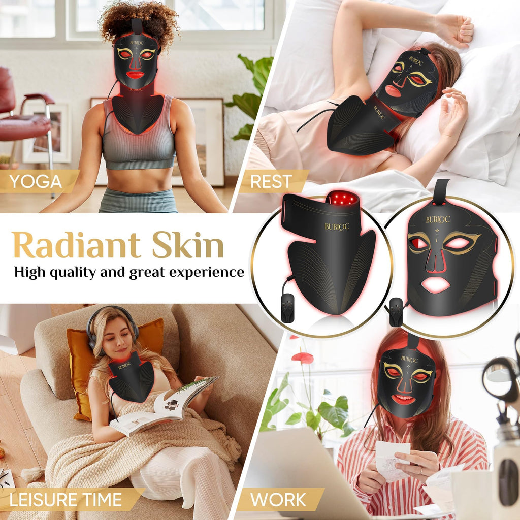Onisdin Red Light Therapy Mask Set – 5-Level Brightness, 630nm + 850nm Infrared LED, Face & Neck, Portable
