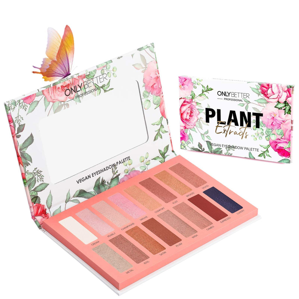 ONLYBETTER Vegan Nude Eyeshadow Palette – 16 Organic, High-Pigment, Long-Lasting Shimmer