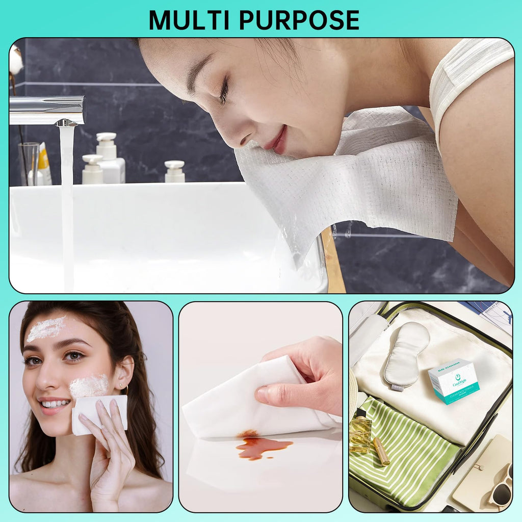 ONLYCARE Disposable Face Towels – Biodegradable, Extra Thick 10x12, 50 Count for Sensitive Skin