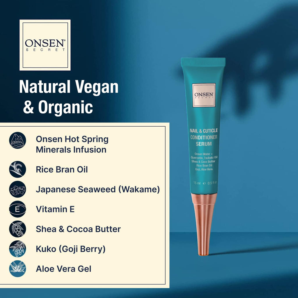 Onsen Secret Cuticle Cream Bundle | Nail Oil, Double-Sided File & Buffer