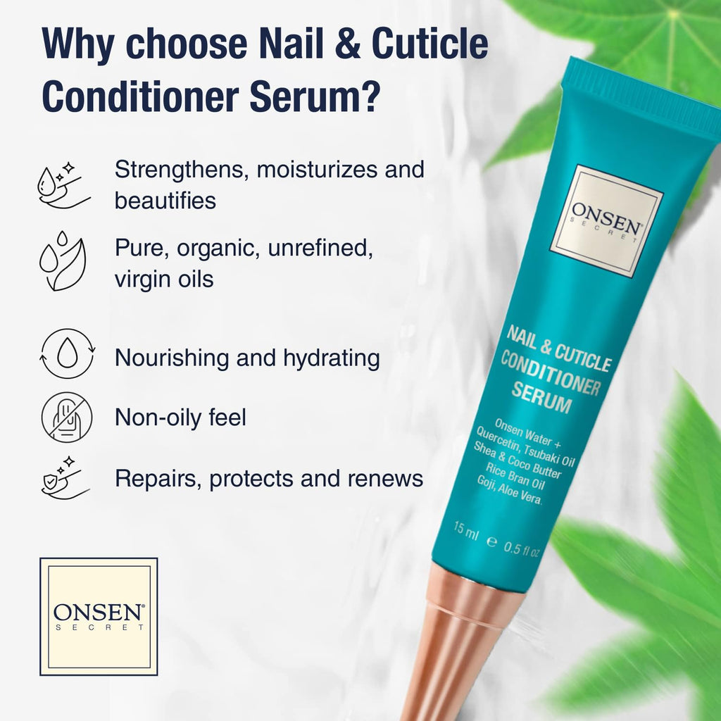 Onsen Secret Cuticle Cream Bundle | Nail Oil, Double-Sided File & Buffer