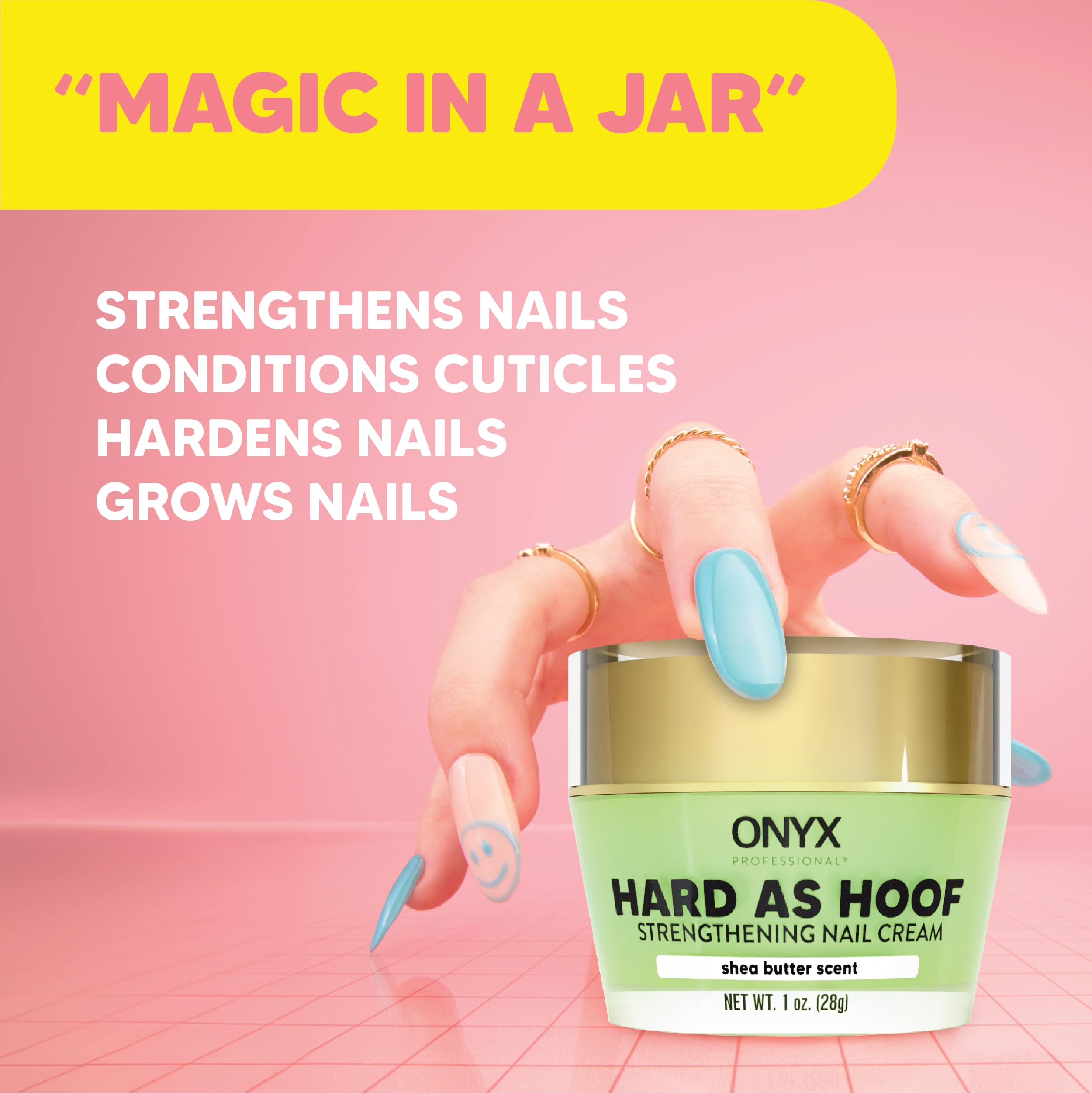 Onyx Professional Hard as Hoof Nail Strengthening Cream with Shea Butter – Nail Growth & Cuticle Conditioning (1 oz)