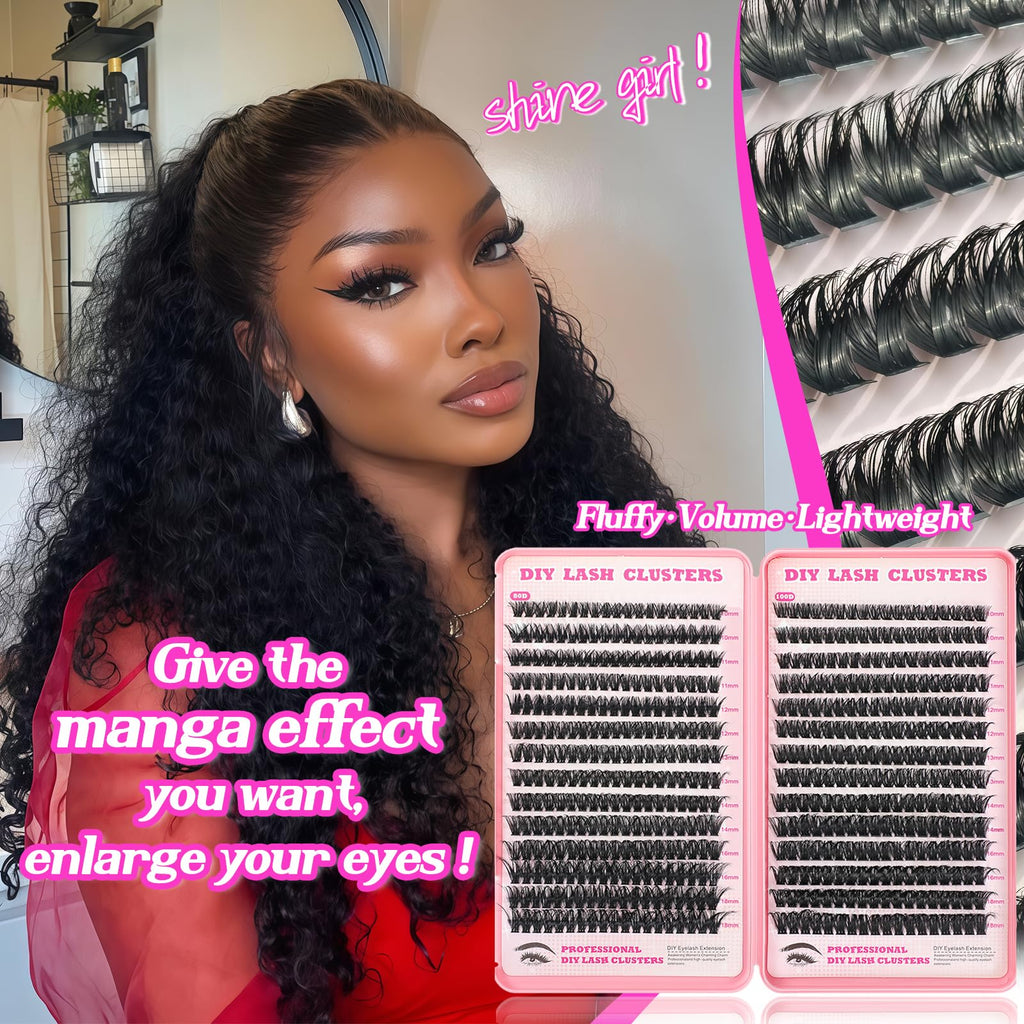 OOPPOO Lash Cluster Eyelashes 80D+100D D-Curl | 10-18mm DIY Volume Clusters (518 Pcs)