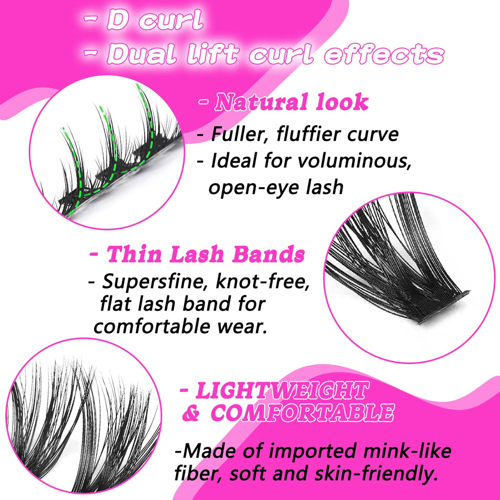 OOPPOO Lash Cluster Eyelashes 80D+100D D-Curl | 10-18mm DIY Volume Clusters (518 Pcs)