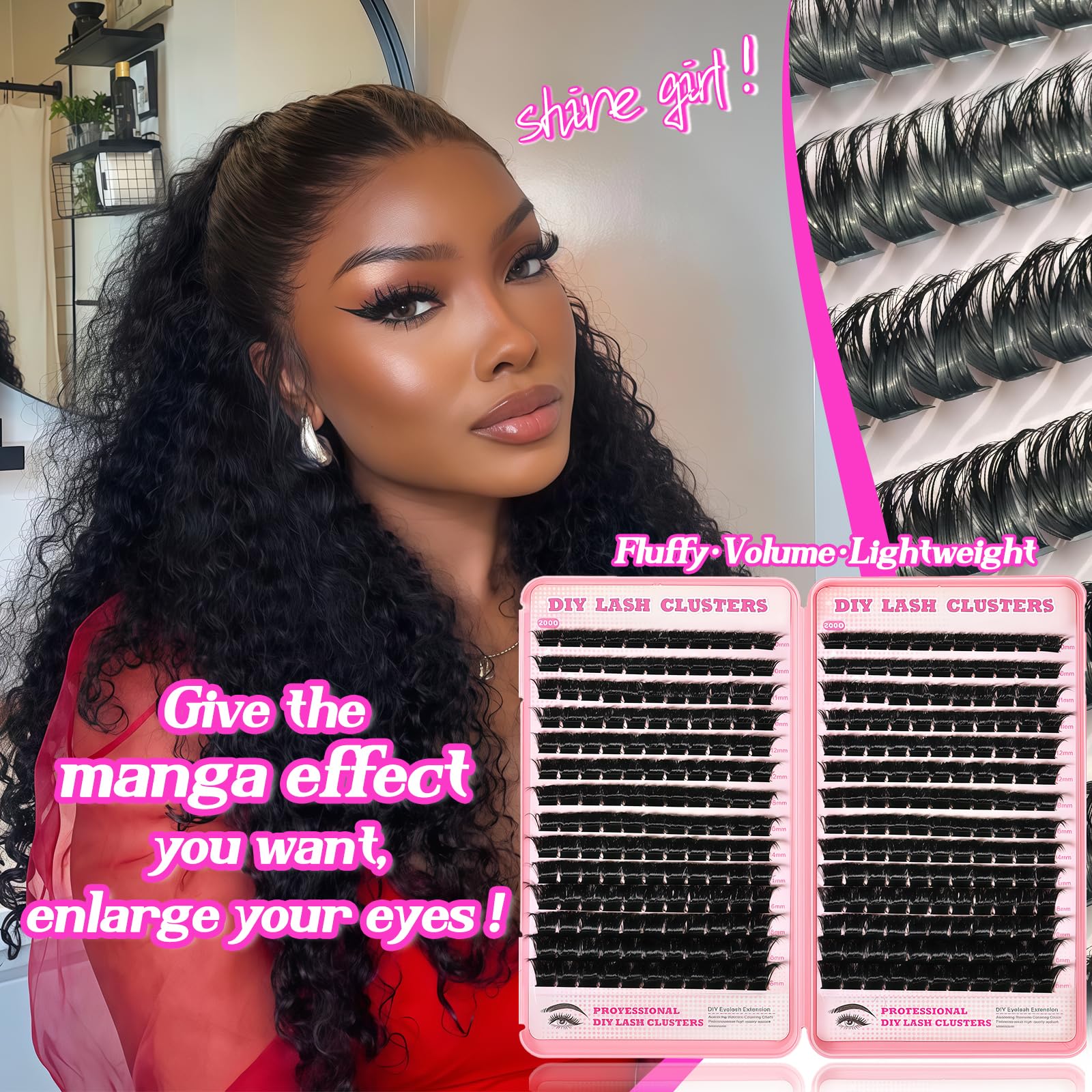 OOPPOO Manga Lash Clusters – 336 Pcs 200D+200D D-Curl Wispy False Eyelashes (10–18mm) DIY Lash Extensions