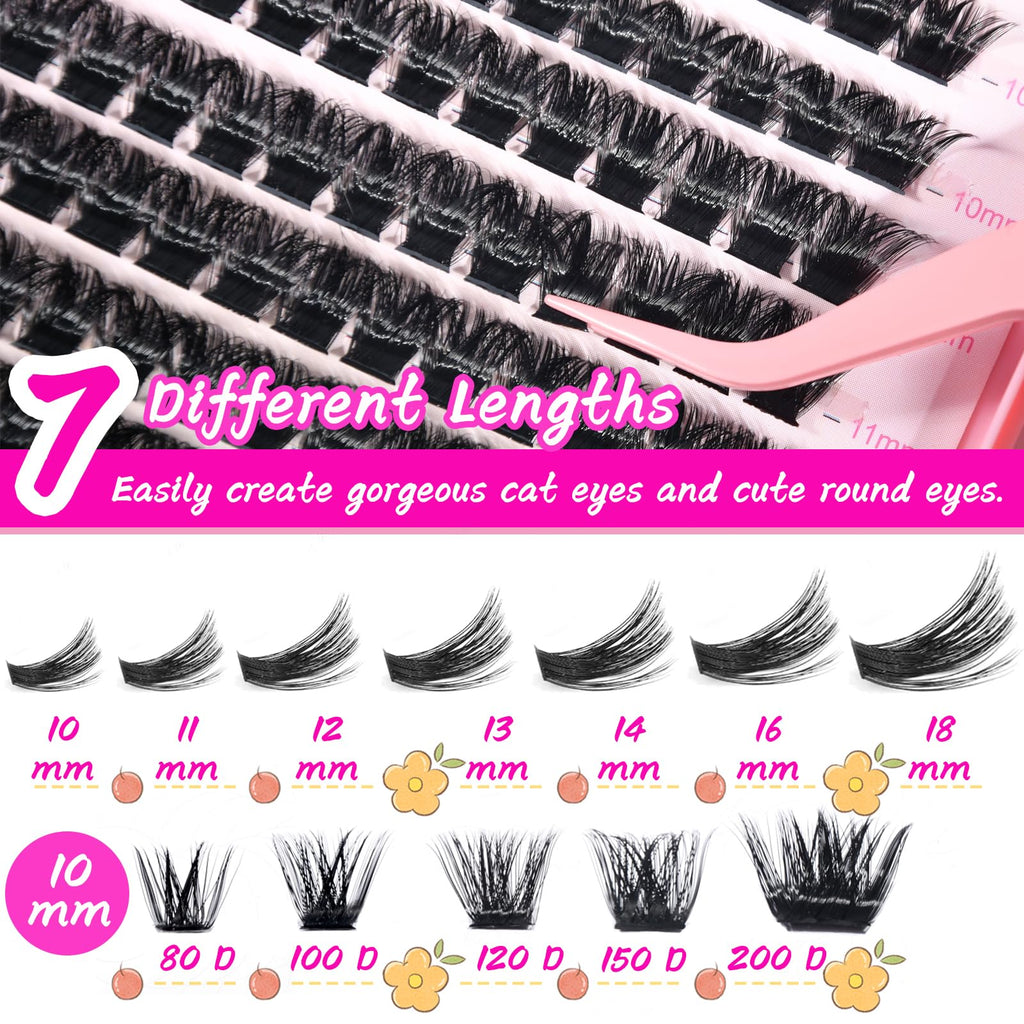 OOPPOO Manga Lash Clusters – 336 Pcs 200D+200D D-Curl Wispy False Eyelashes (10–18mm) DIY Lash Extensions