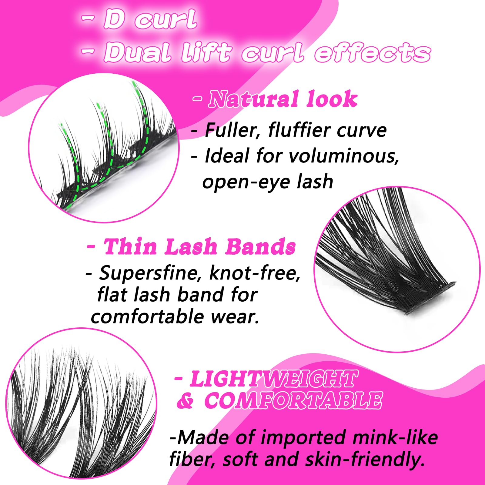 OOPPOO Manga Lash Clusters – 532 Pcs Fluffy Eyelash Extensions, 80D+80D D Curl (10-18mm)