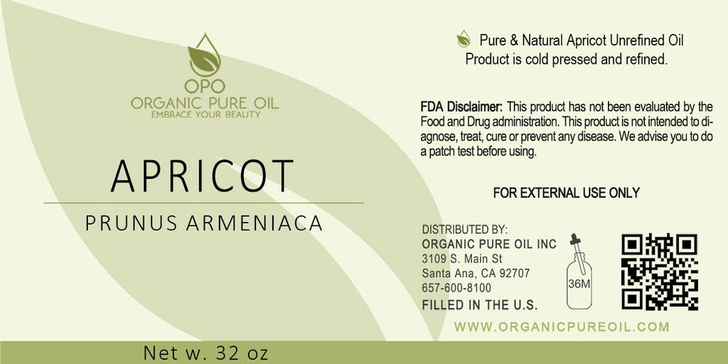 OPO Apricot Kernel Oil – Pure, Cold-Pressed, Unrefined 32 oz