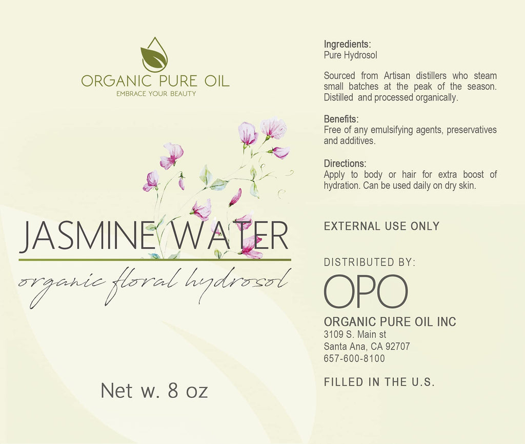 OPO Jasmine Hydrosol Face Mist – Calming Aromatherapy, Toner & Body Mist (8oz) | Organic Pure Oil