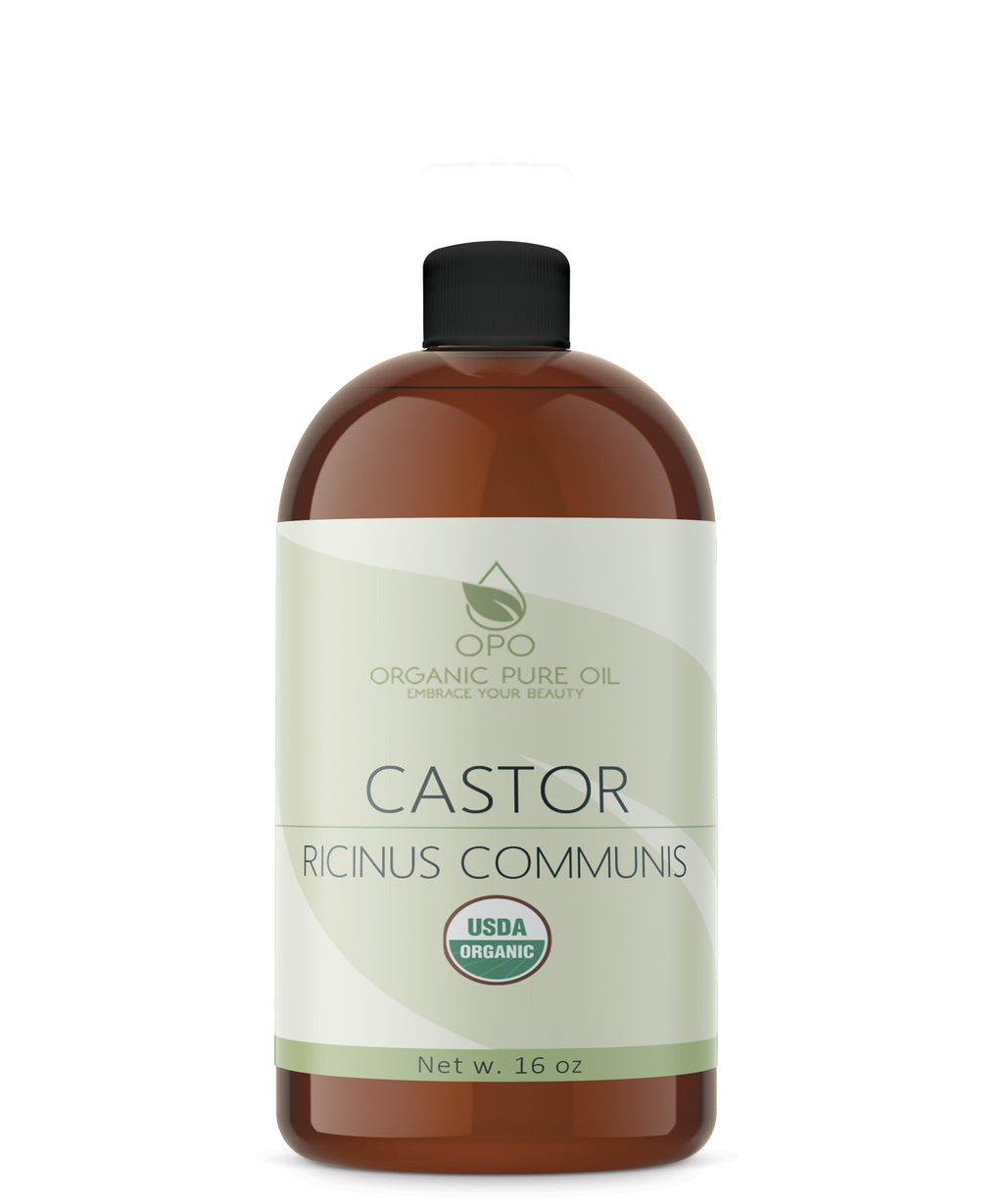 OPO Organic Castor Oil – 16 oz | USDA Organic, Cold-Pressed, Hexane-Free, Pure for Skin, Hair & Nails