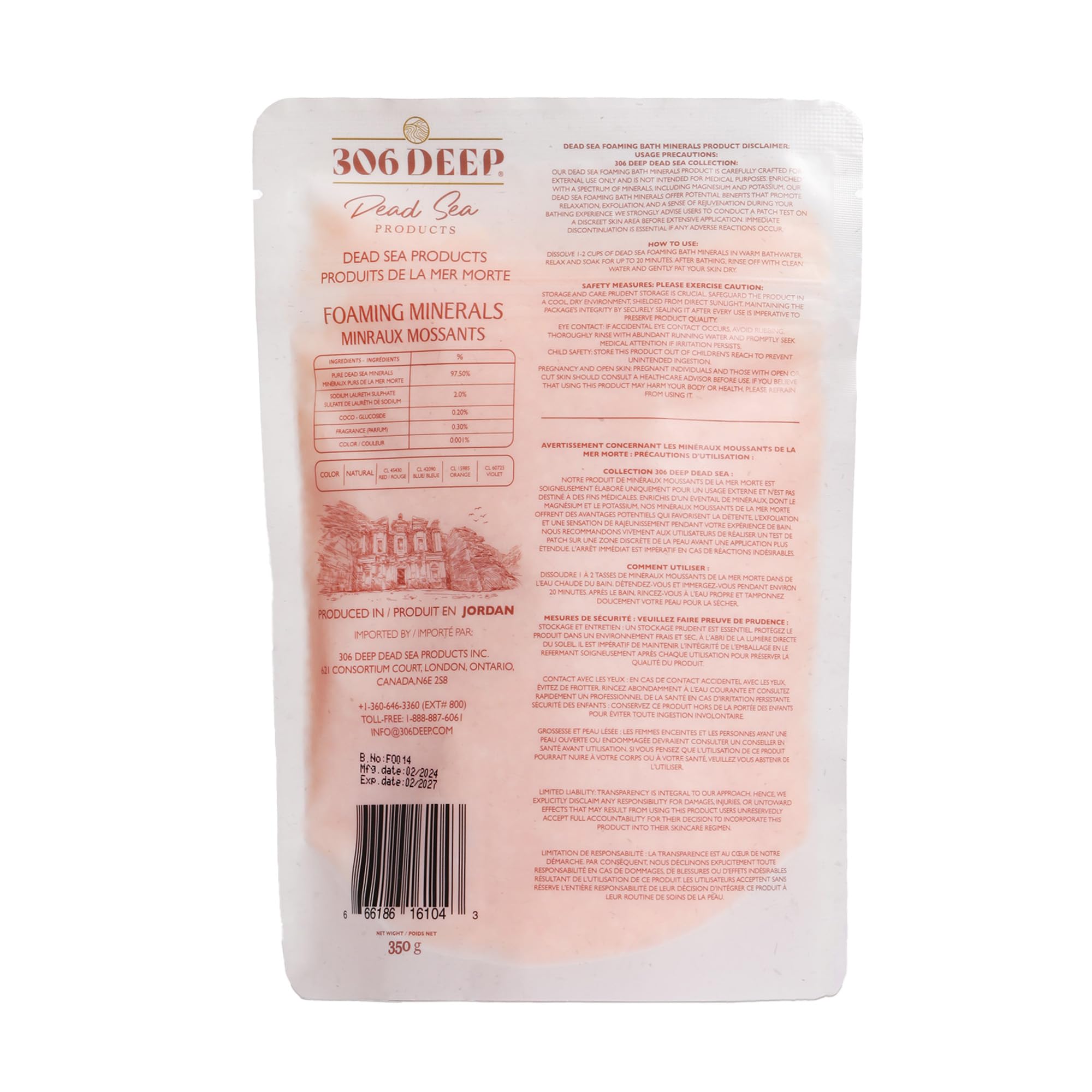 306 Deep Dead Sea Foaming Orange Bath Salts – Coarse Mineral Soak with Orange Essential Oils