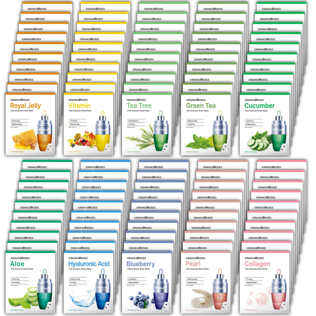 OBS lab Orangeroses 100 Pcs Combo Pack – Premium Korean Sheet Masks (10 Types)