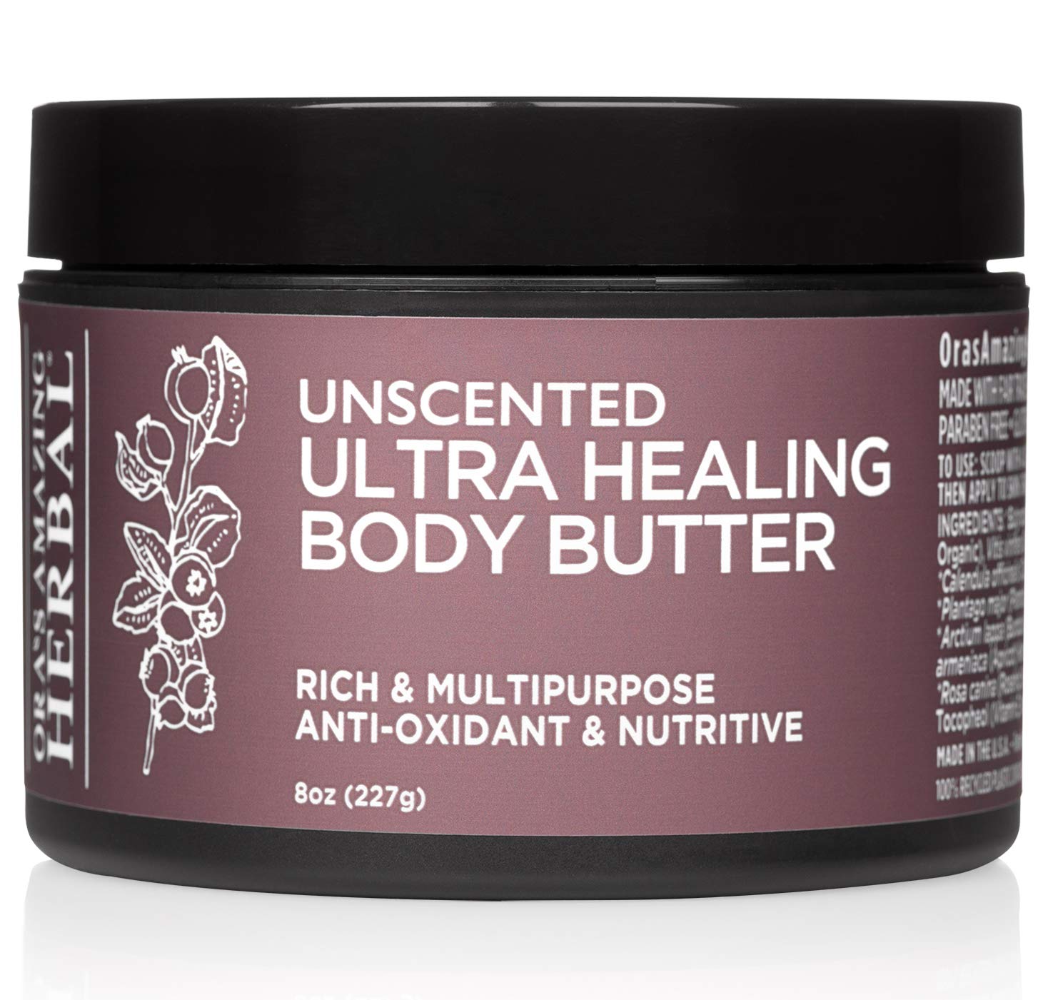 Ora's Amazing Herbal Ultra Healing Body Butter – Intensive Unscented Moisturizer (8 oz)