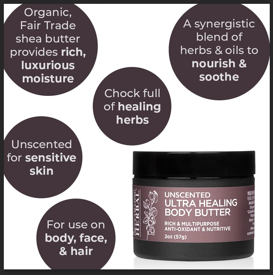 Ora's Amazing Herbal Ultra Healing Body Butter – Intensive Unscented Moisturizer (8 oz)