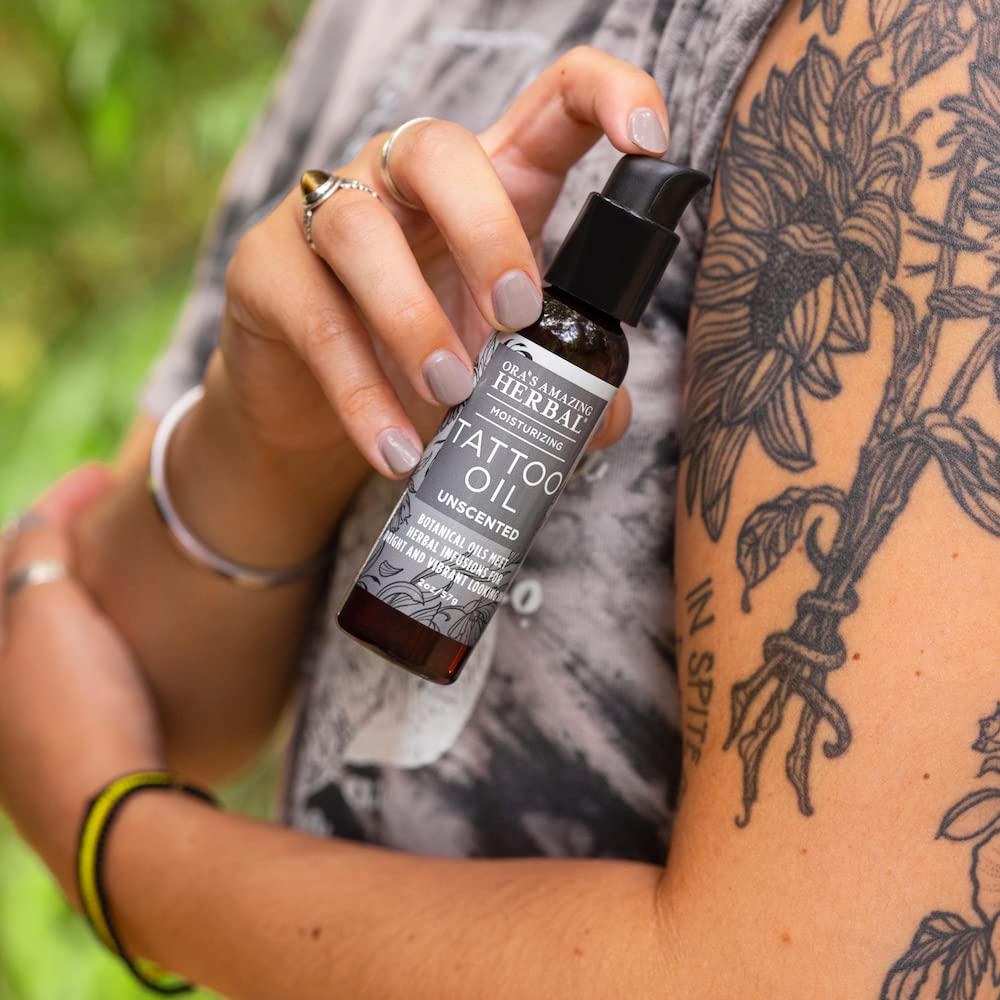Ora's Amazing Herbal Unscented Tattoo Oil – Fragrance-Free Aftercare for Tattoos | 2 oz