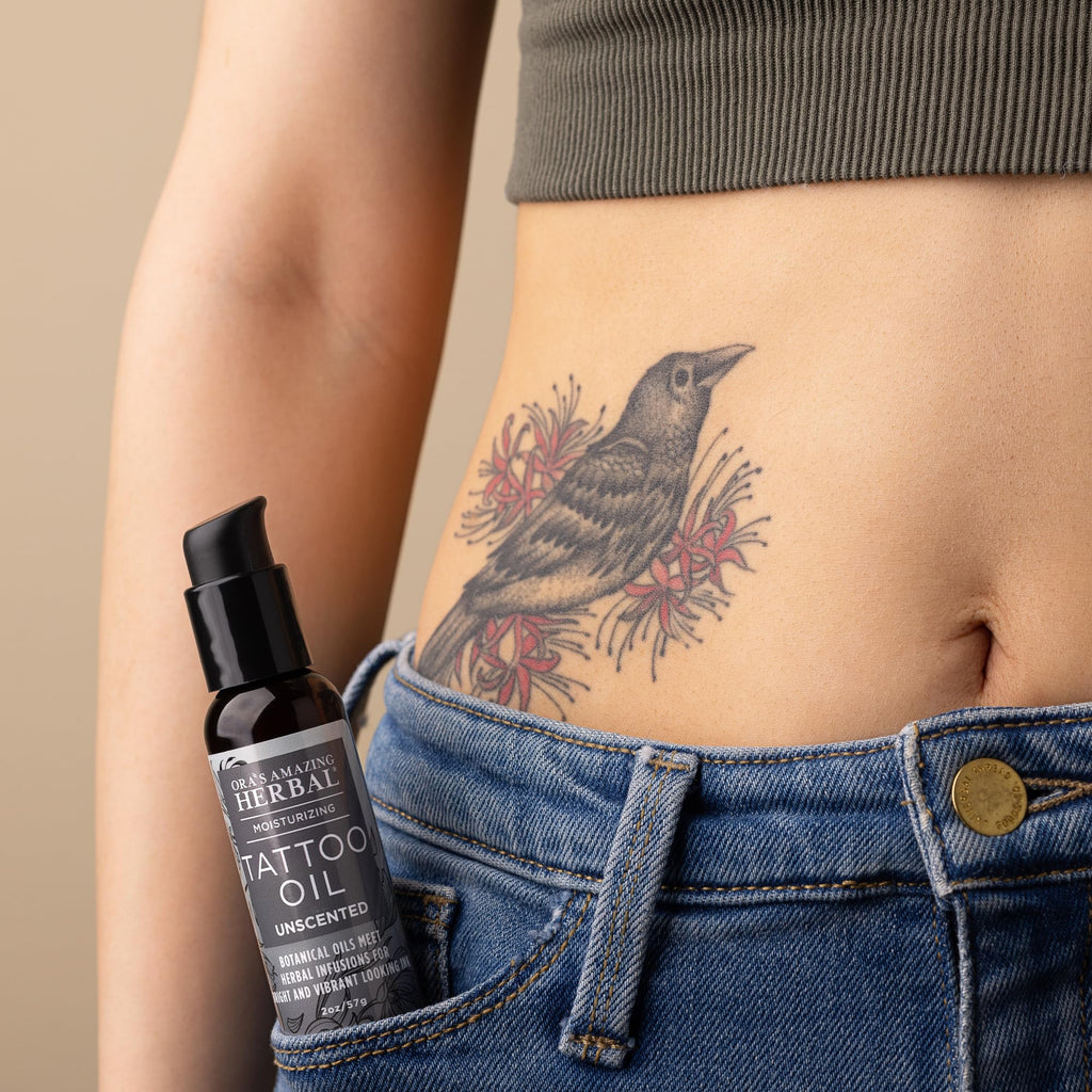 Ora's Amazing Herbal Unscented Tattoo Oil – Fragrance-Free Aftercare for Tattoos | 2 oz