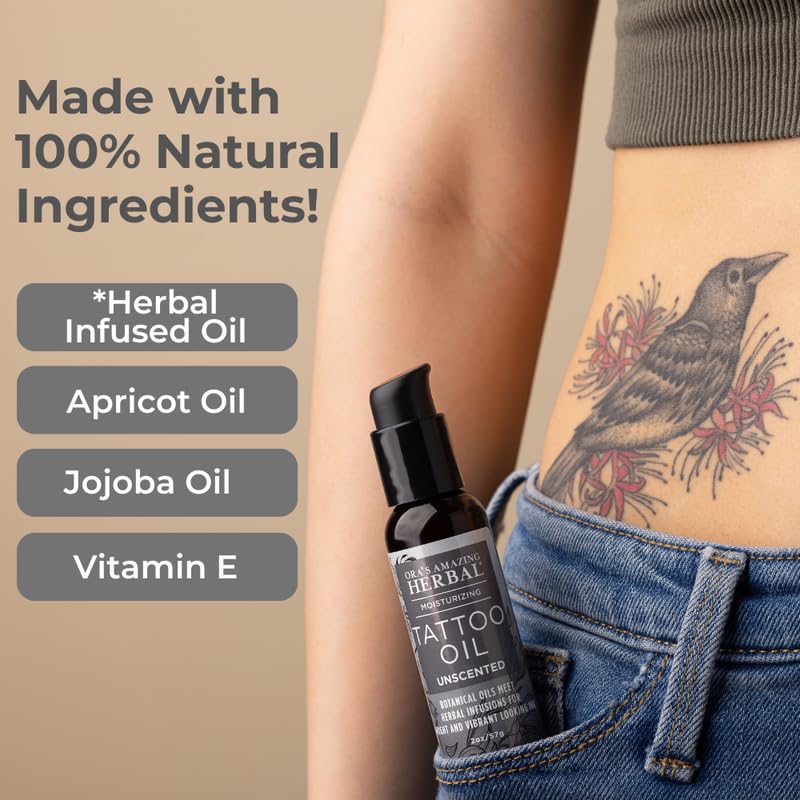 Ora's Amazing Herbal Unscented Tattoo Oil – Fragrance-Free Aftercare for Tattoos | 2 oz
