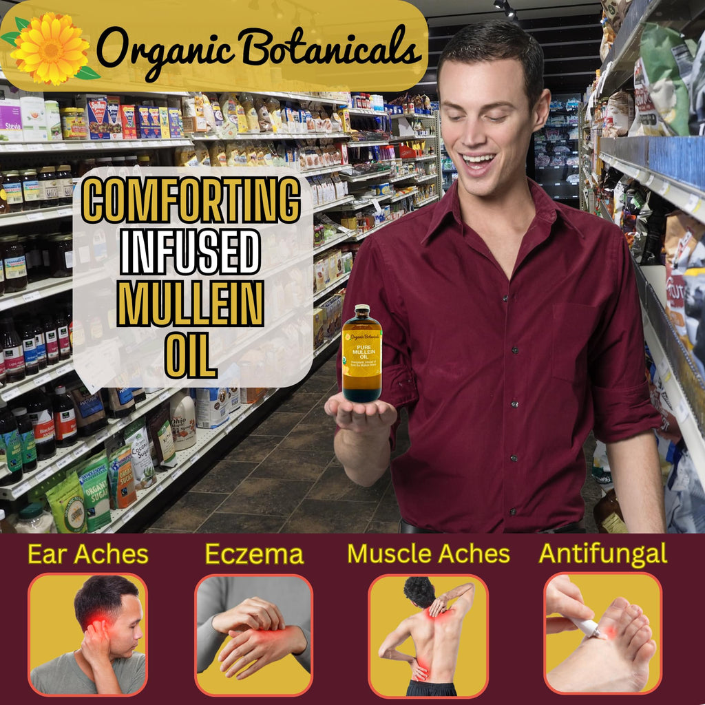 Organic Botanicals Pure Organic Mullein Oil - Ear Drops for Gentle Ear Care (0.5oz)
