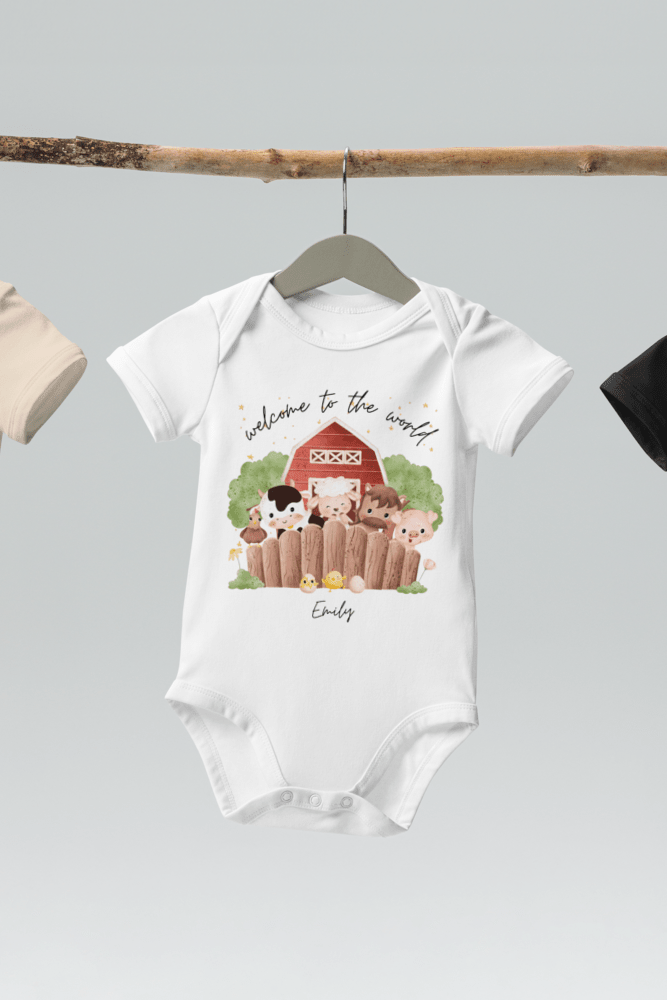 Welcome to the World Farm Animals (Personalised Name Bodysuit)