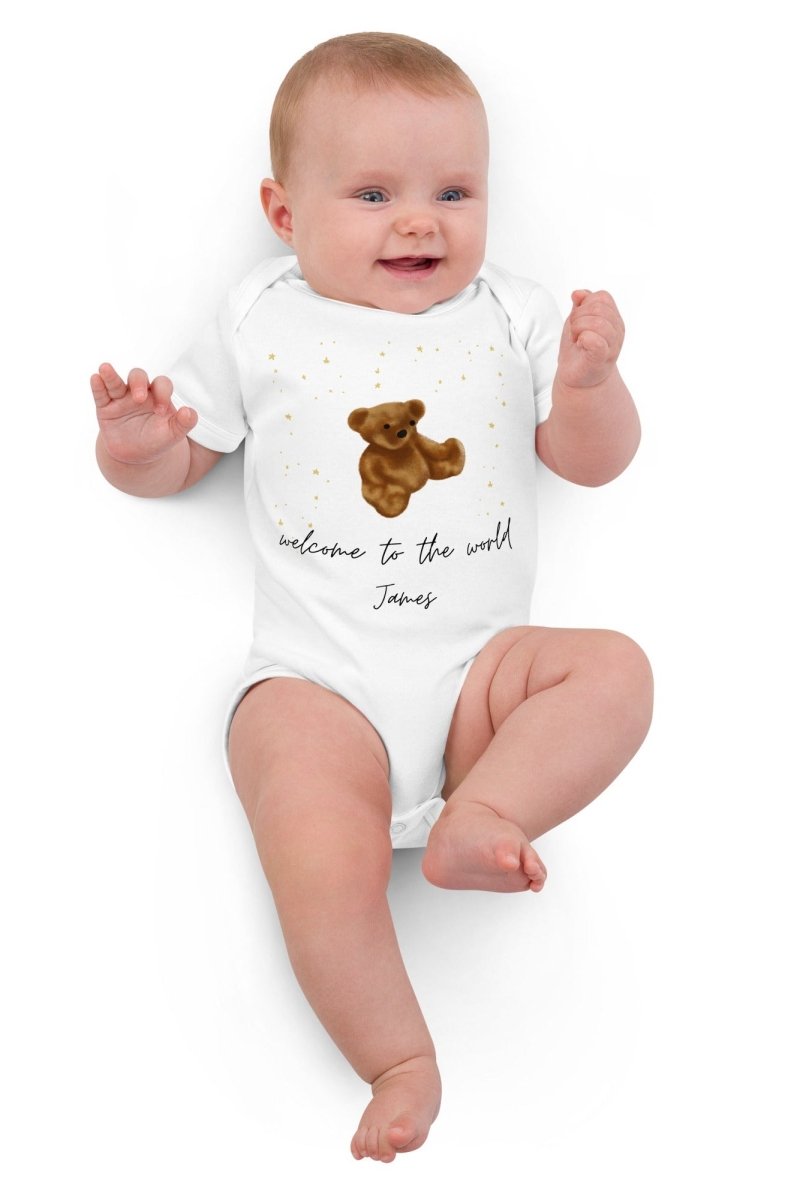 Welcome to the World (Personalised Name Bear Bodysuit)