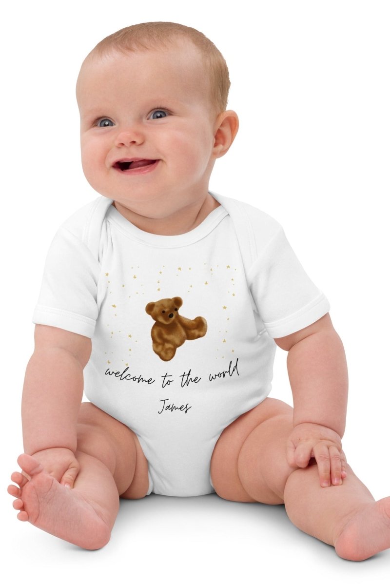 Welcome to the World (Personalised Name Bear Bodysuit)