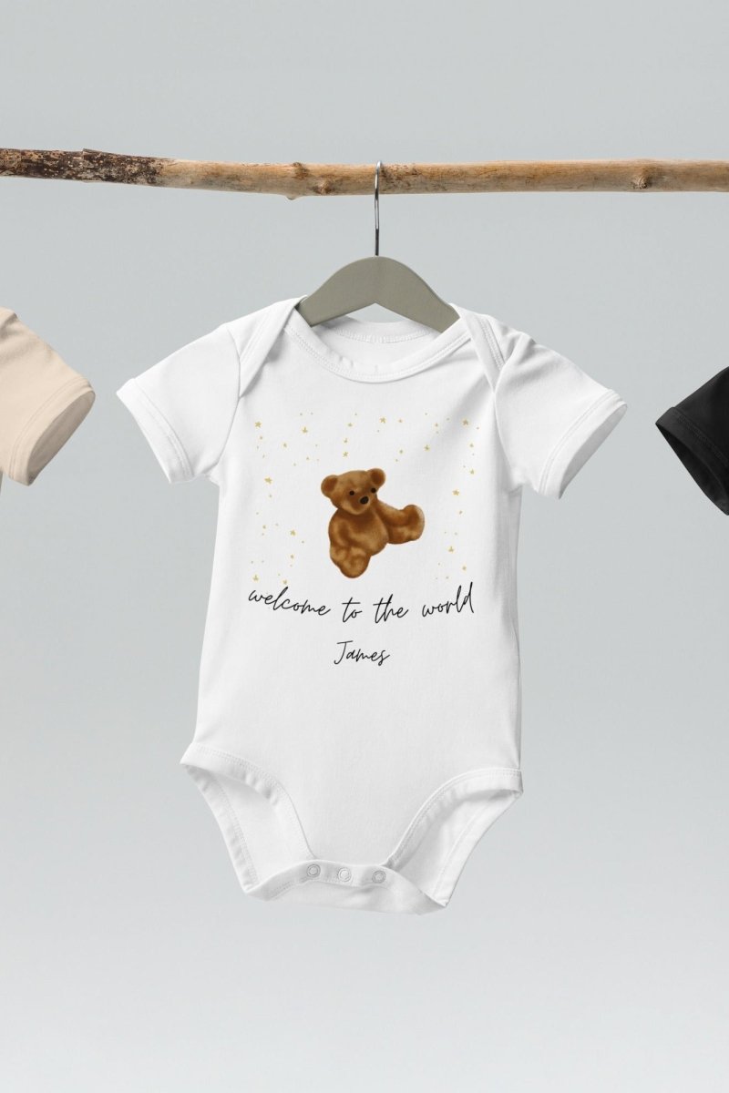 Welcome to the World (Personalised Name Bear Bodysuit)