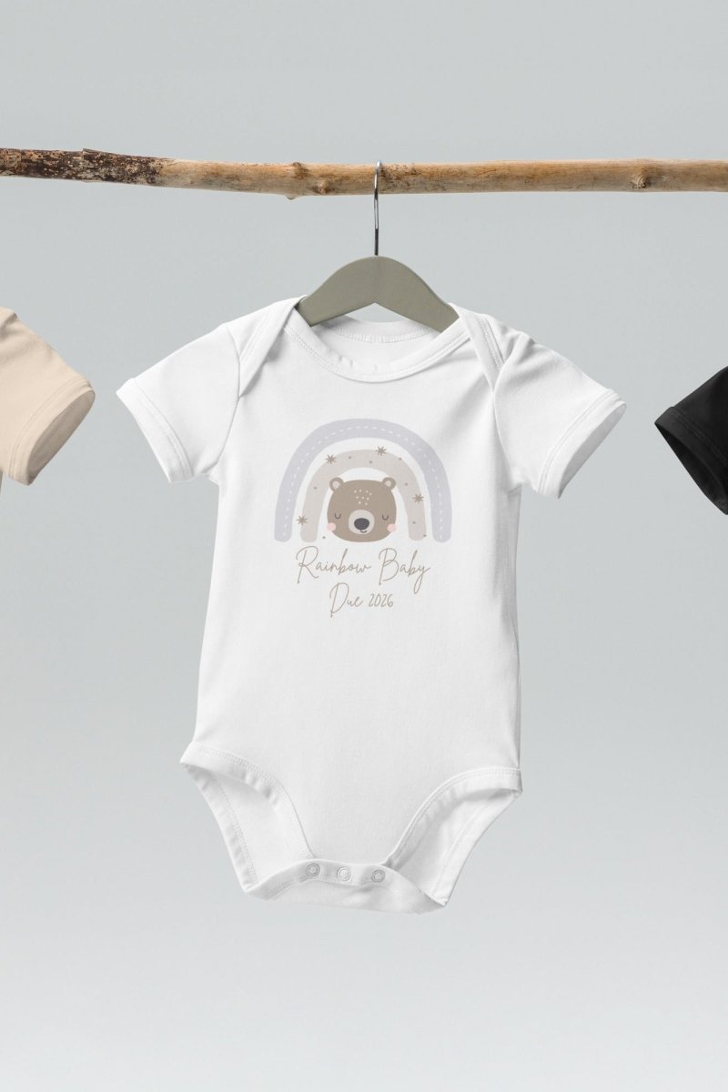 Neutral Bear Rainbow Baby Due Bodysuit