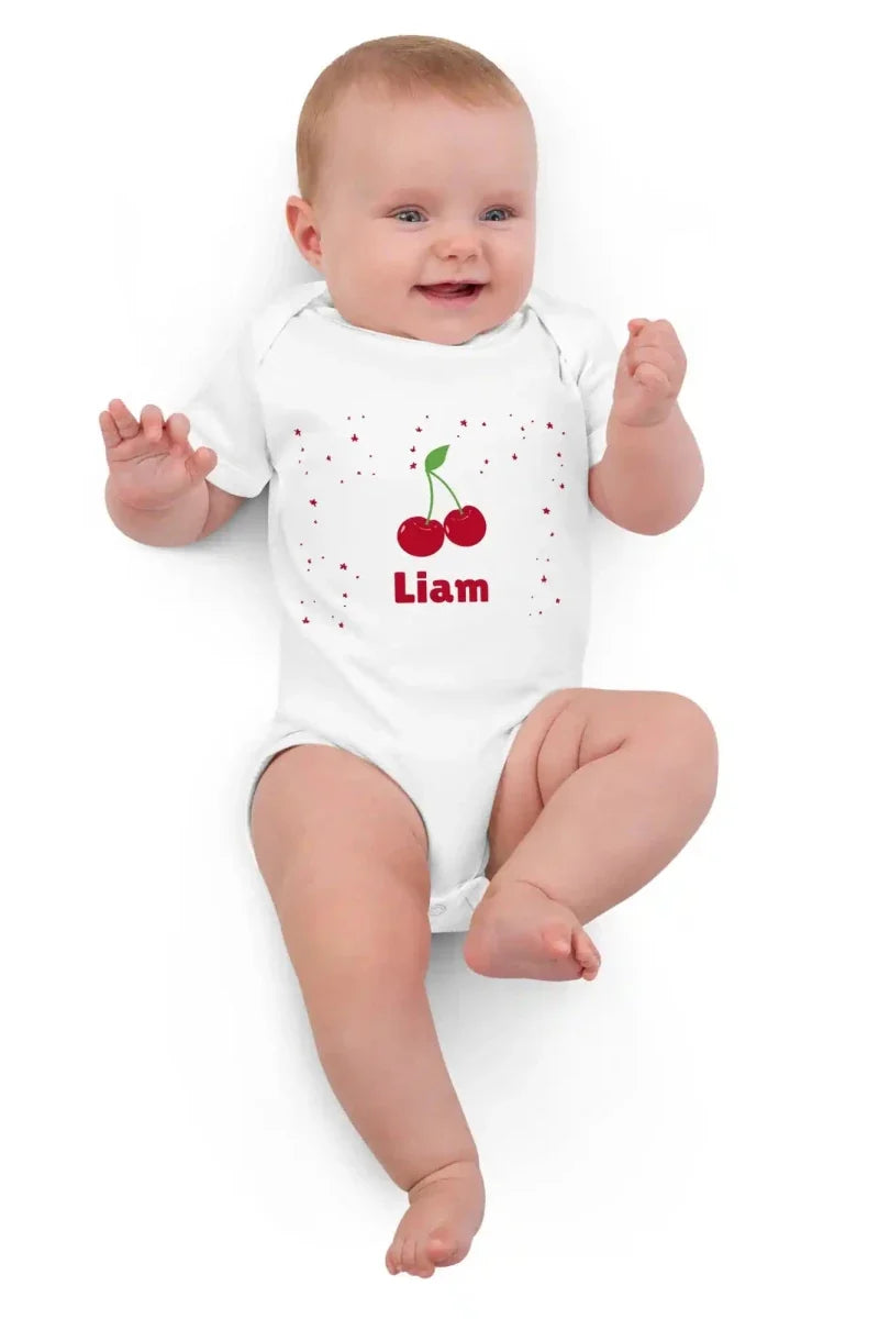 Cherry Personalised Bodysuit in White