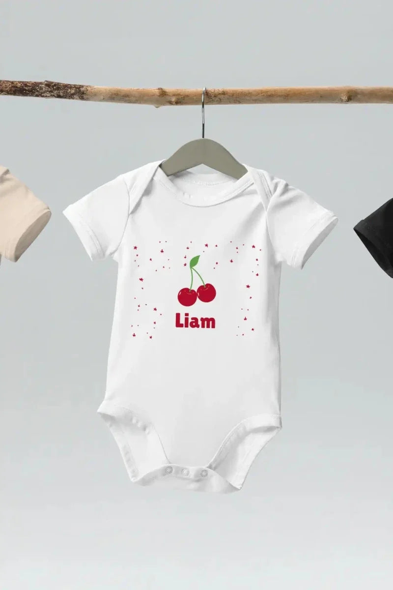 Cherry Personalised Bodysuit in White