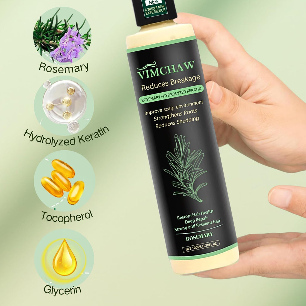 Organic Rosemary Hair Growth Shampoo for Thinning Hair & Hair Loss – Thickening & Strengthening Formula with Hydrolyzed Keratin (2-Pcs)