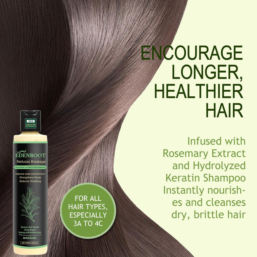 Organic Rosemary Hair Growth Shampoo with Hydrolyzed Keratin – Sulfate-Free Thickening (1 bottle)