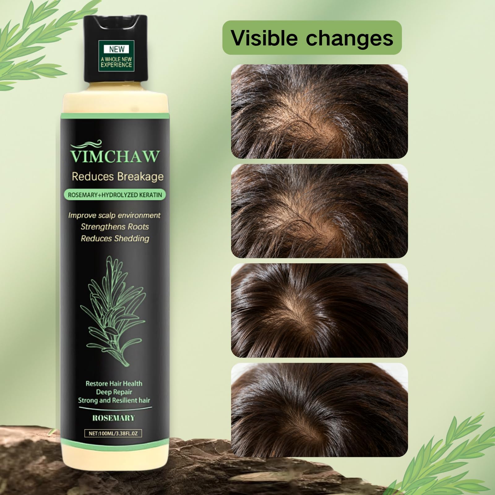 Organic Rosemary Hair Growth Shampoo for Thinning Hair & Hair Loss – Thickening & Strengthening Formula with Hydrolyzed Keratin (2-Pcs)