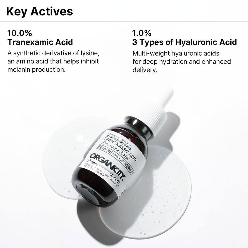 Organicity Tranexamic Acid 10% + 3x Hyaluronic Acid 1% Serum – 1.01 fl oz + 0.16 fl oz | Korean Skincare for Even Tone