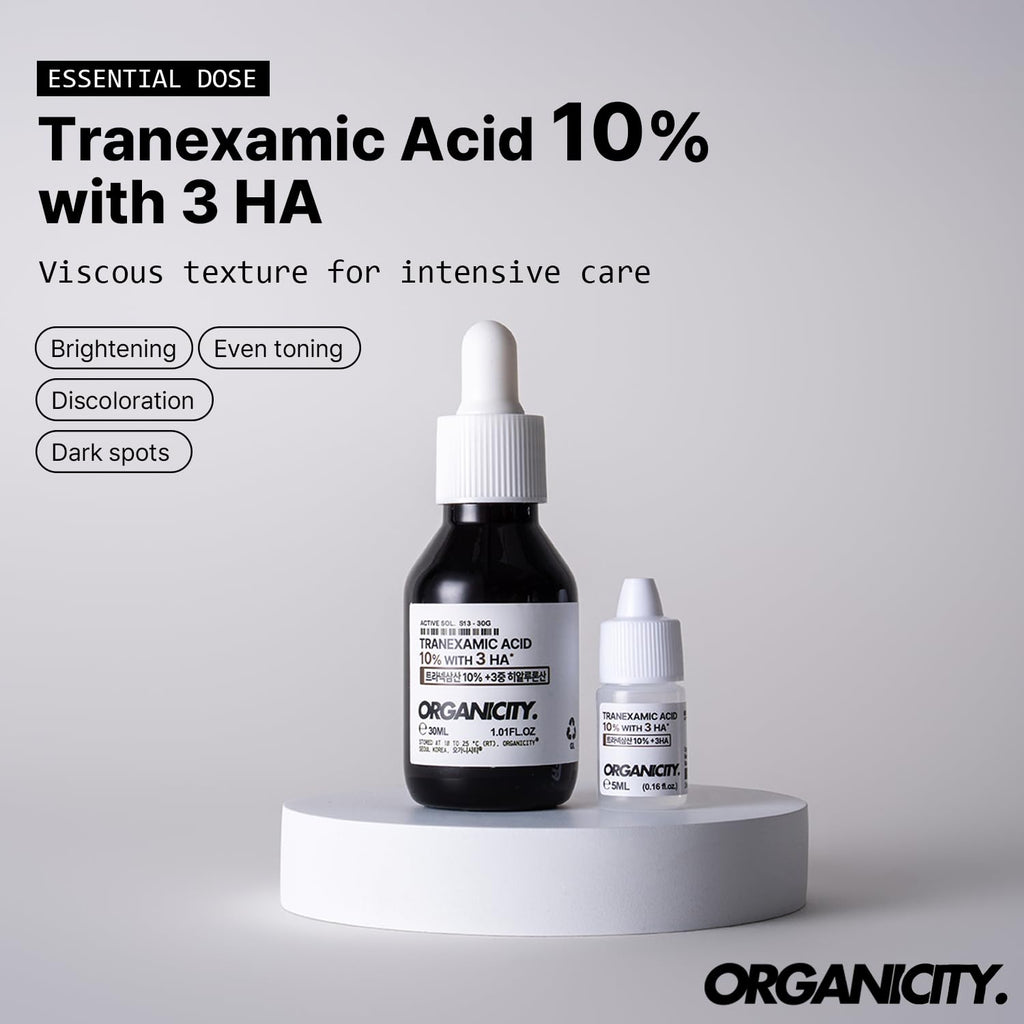 Organicity Tranexamic Acid 10% + 3x Hyaluronic Acid 1% Serum – 1.01 fl oz + 0.16 fl oz | Korean Skincare for Even Tone
