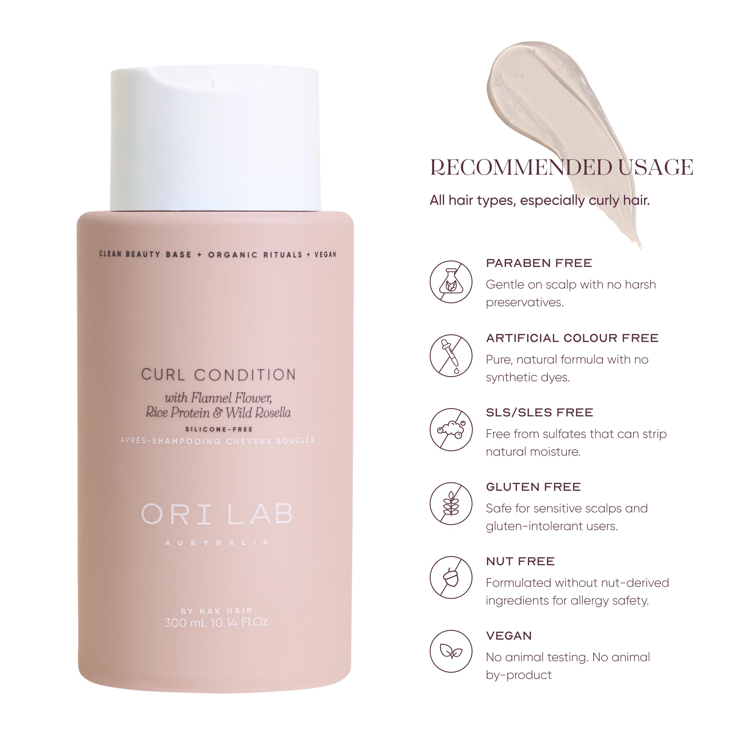 ORI LAB Curl Condition 300ml – Silicone-Free Curl Conditioner for All Curl Types