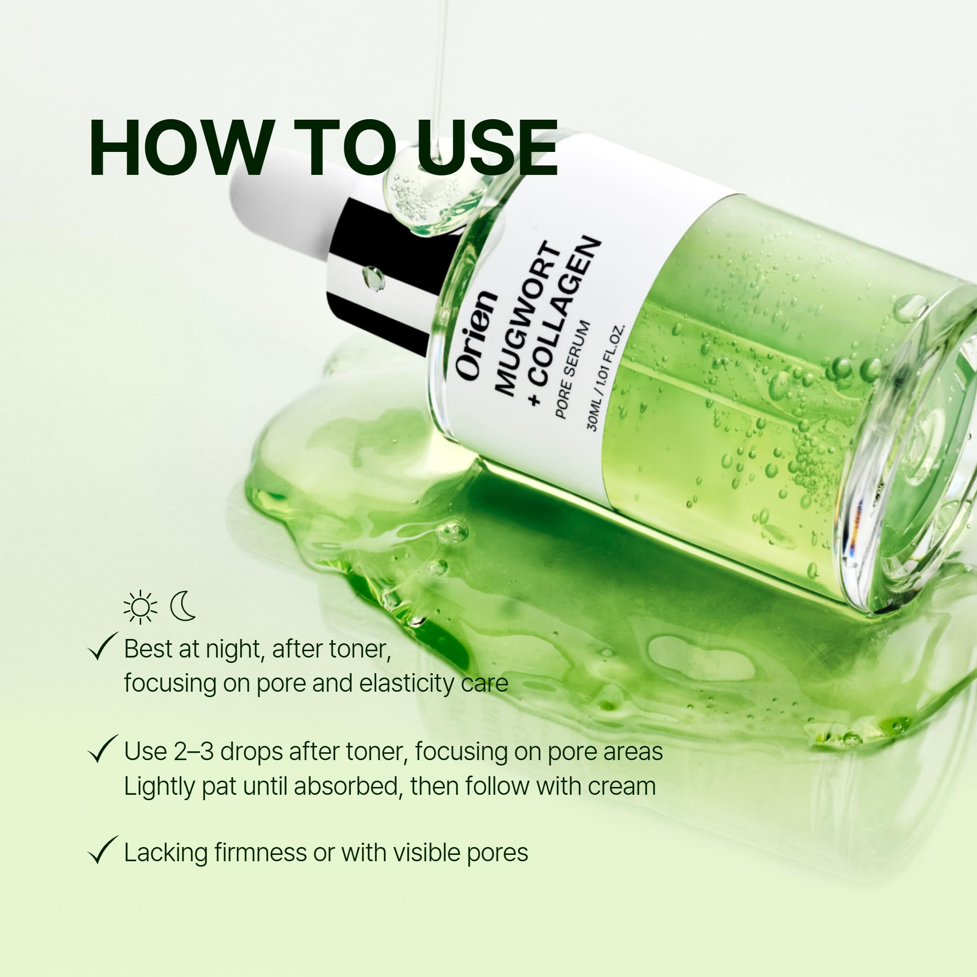 Orien Mugwort Collagen Pore Serum – Lightweight Hydration for Radiant, Balanced Skin | 1.01 fl oz