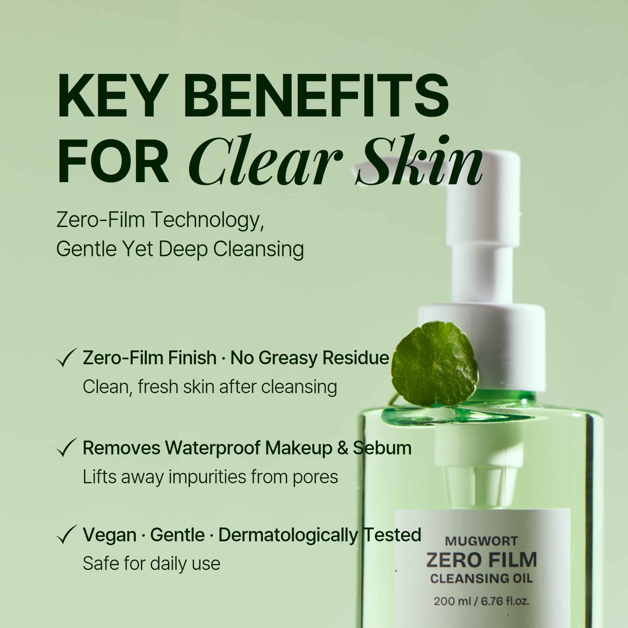 Orien Mugwort Zero Film Cleansing Oil – 6.76 fl oz | Gentle Double Cleansing