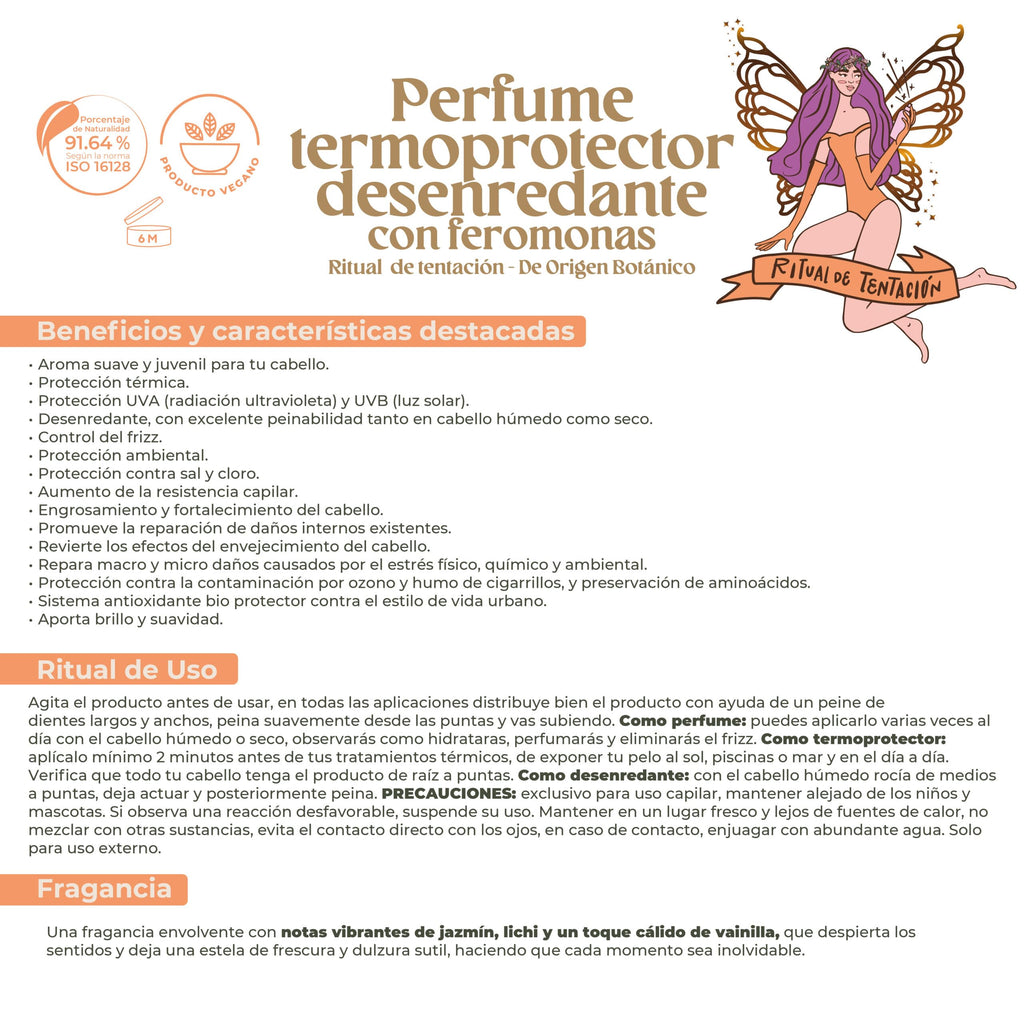 Origen Botánico Termoprotector for Hair – Frizz Control, Detangler, UV Shield, Jasmine & Vanilla 120ml