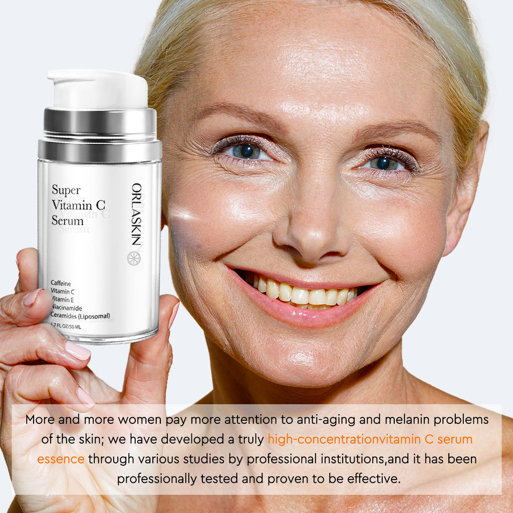 ORLASKIN Super Vitamin C Serum for Women Over 70 – Brightening, Hydration & Gentle Anti Aging 1.7 fl oz