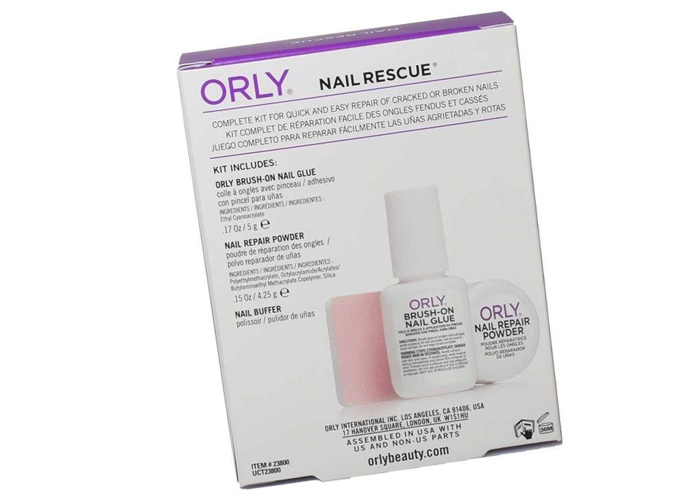 Orly Nail Rescue Kit — Repair & Protect Cracked & Broken Nails (Brush-On Glue 0.17 oz + Nail Repair Powder 0.15 oz)