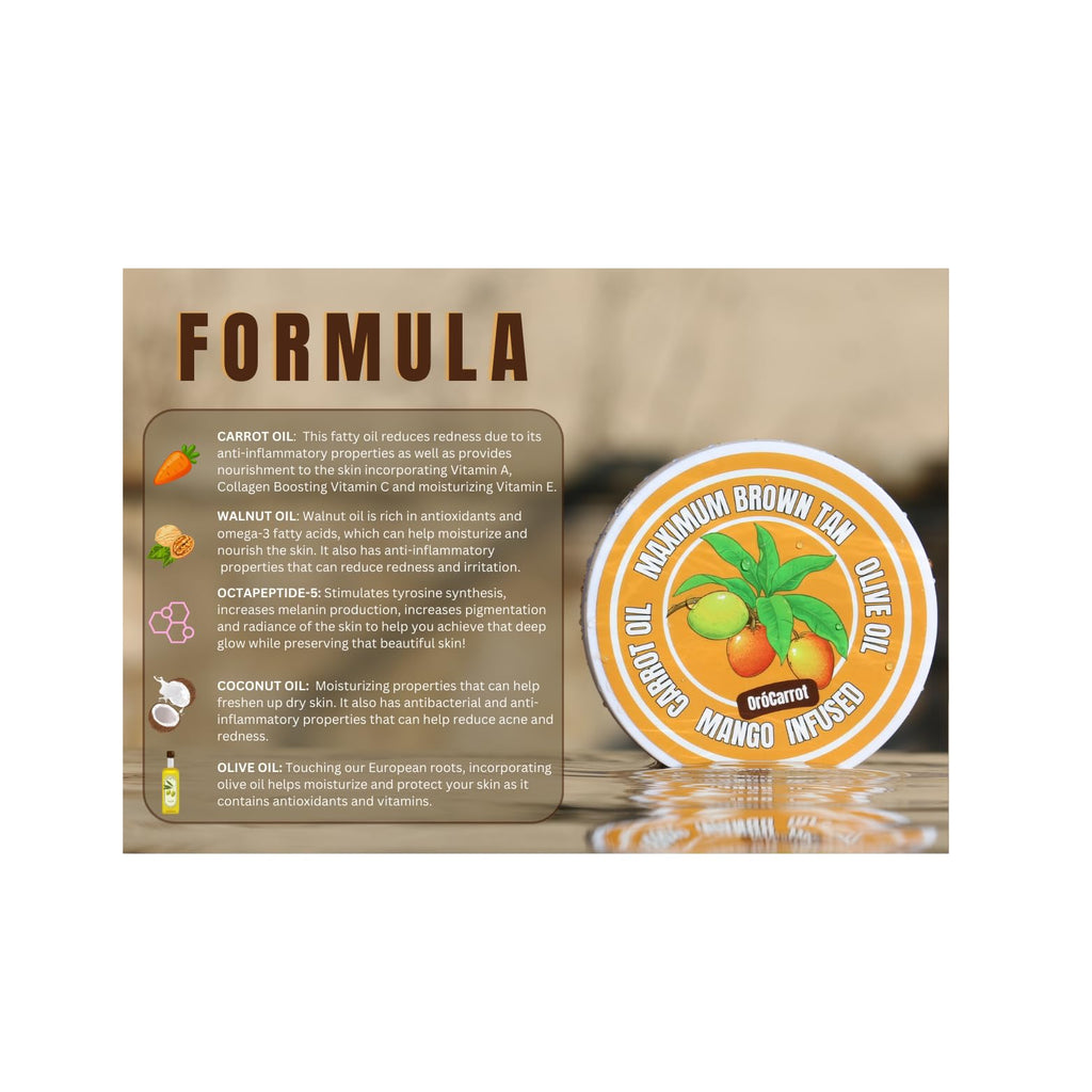 OroCarrot Maximum Brown Tanning Gel with Peptide, Carrot & Olive Oil – Mango