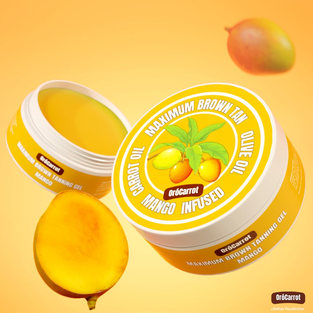 OroCarrot Maximum Brown Tanning Gel with Peptide, Carrot & Olive Oil – Mango