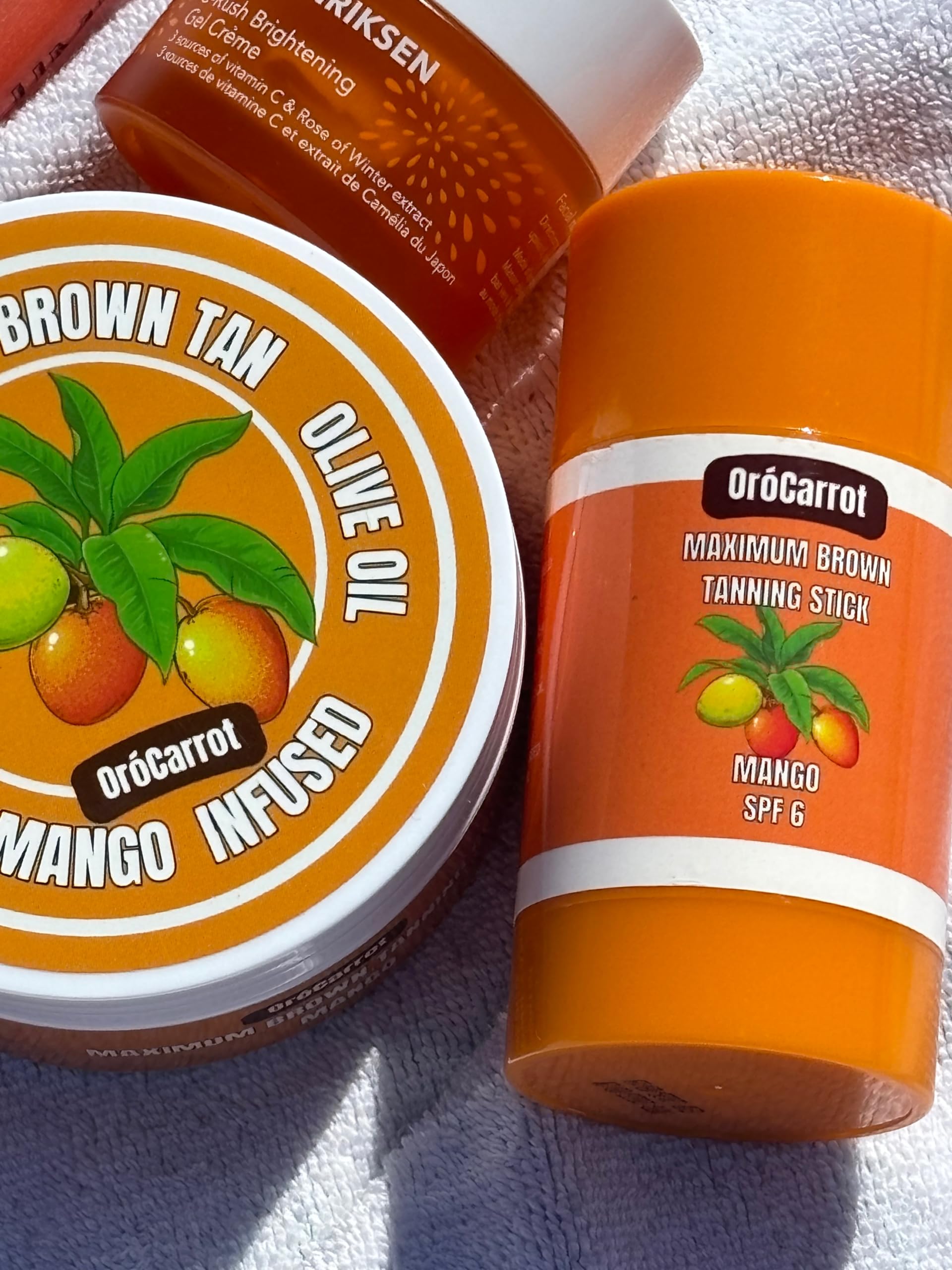 OroCarrot Maximum Brown Tanning Gel with Peptide, Carrot & Olive Oil – Mango