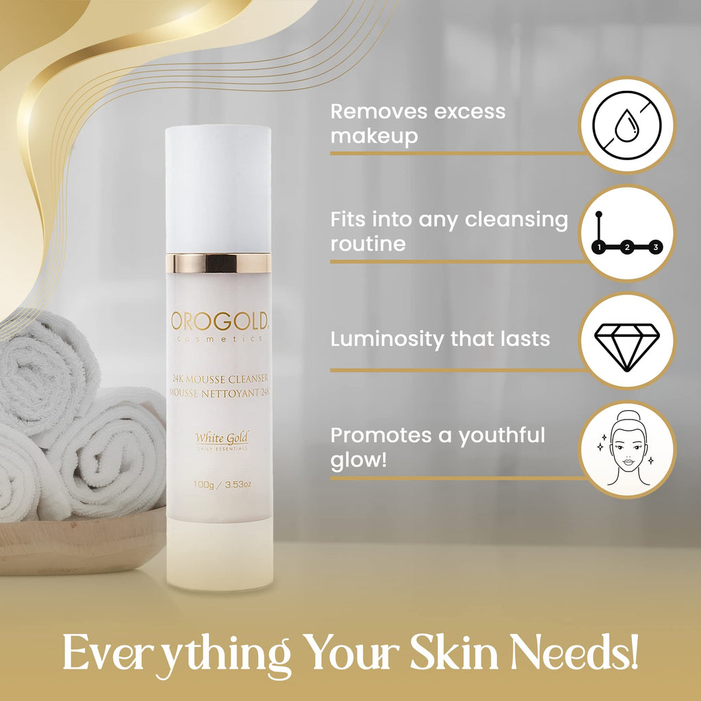 OROGOLD White Gold 24K Anti Aging Facial Cleanser - 100 ml / 3.38 Fl Oz