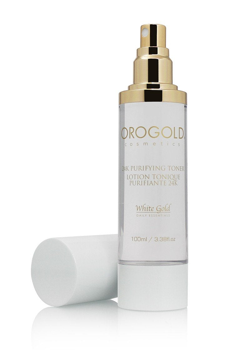 Orogold White Gold 24K Purifying Facial Toner – 100 ml / 3.38 fl oz with Aloe Vera, Chamomile & Gold