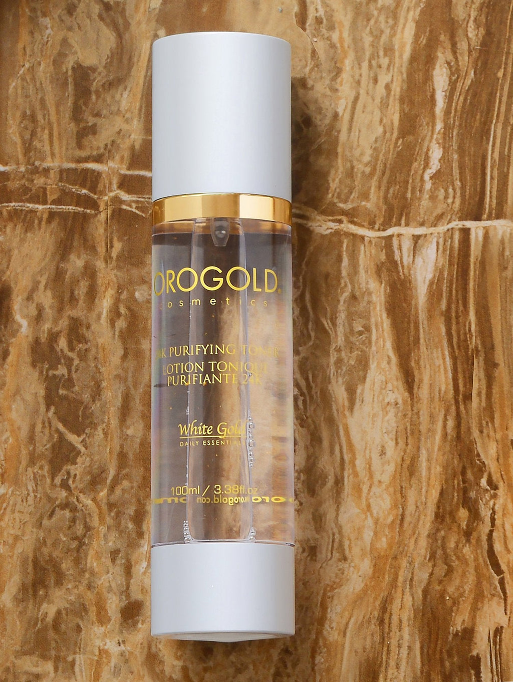 Orogold White Gold 24K Purifying Facial Toner – 100 ml / 3.38 fl oz with Aloe Vera, Chamomile & Gold