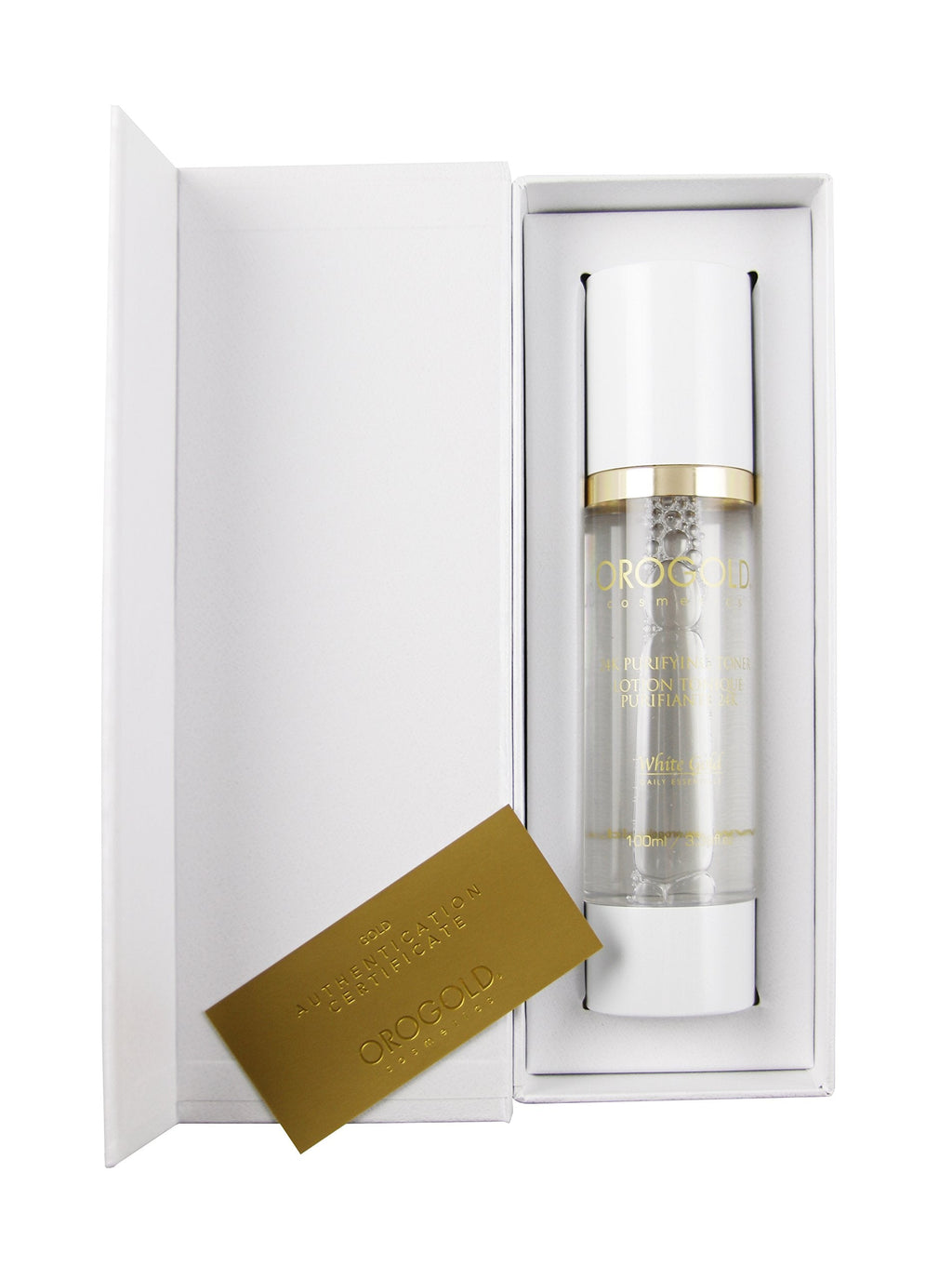 Orogold White Gold 24K Purifying Facial Toner – 100 ml / 3.38 fl oz with Aloe Vera, Chamomile & Gold