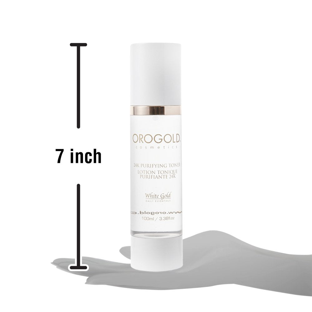 Orogold White Gold 24K Purifying Facial Toner – 100 ml / 3.38 fl oz with Aloe Vera, Chamomile & Gold