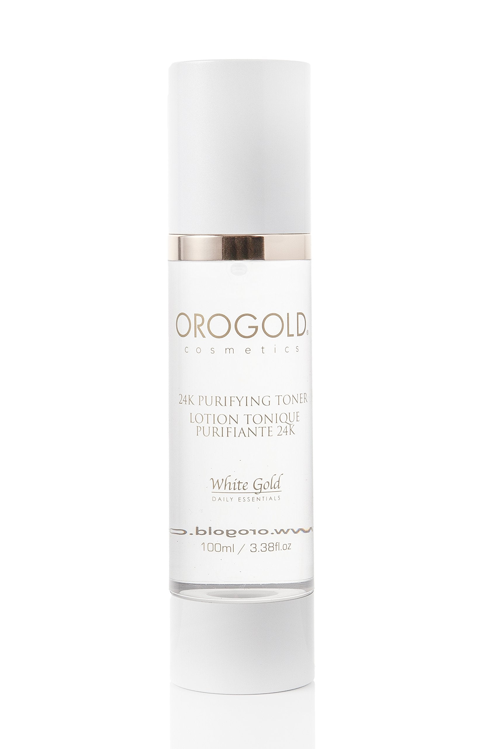 Orogold White Gold 24K Purifying Facial Toner – 100 ml / 3.38 fl oz with Aloe Vera, Chamomile & Gold