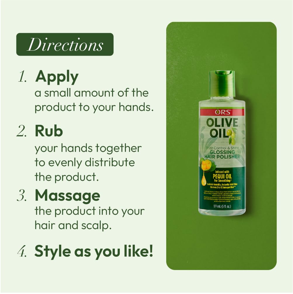 ORS Olive Oil Anti-Frizz Glossing Hair Polisher 6.0 Ounce (Pack of 4) | Shine, Frizz Control & Hydration